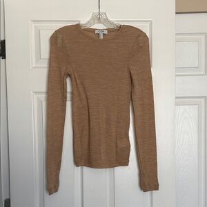 COS Heather Camel Semi Sheer Wool Top XS